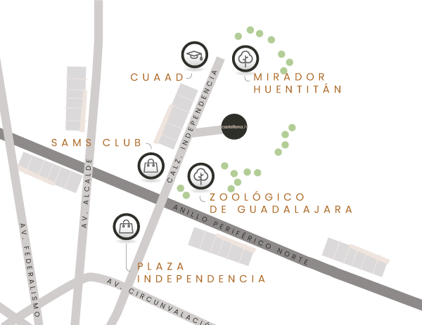 Mapa de ubicación de Castellana Huentitán